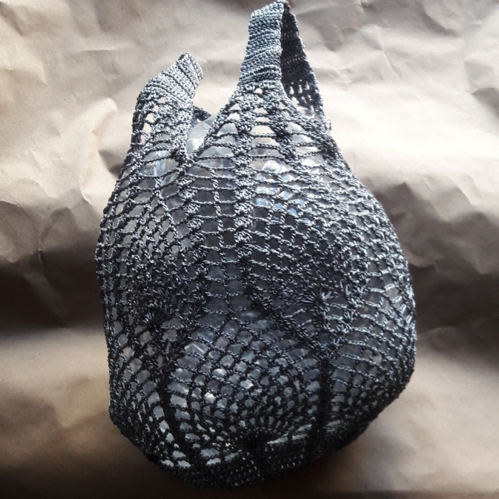 Macrame crochet gray bag open weave boho bag